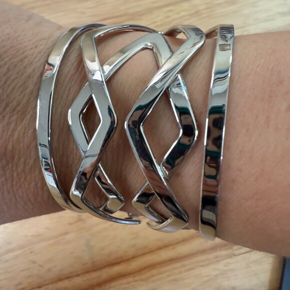 Lia Sophia Silver-Tone Cuff Bracelet, Y2K, 90's, Boho, Work, Casual, Scandi Norm - Picture 11 of 11